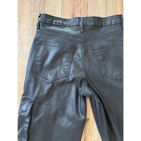 VERVET High Rise Coated Cargo Straight Black Jeans Size 27 - Picture 8 of 8